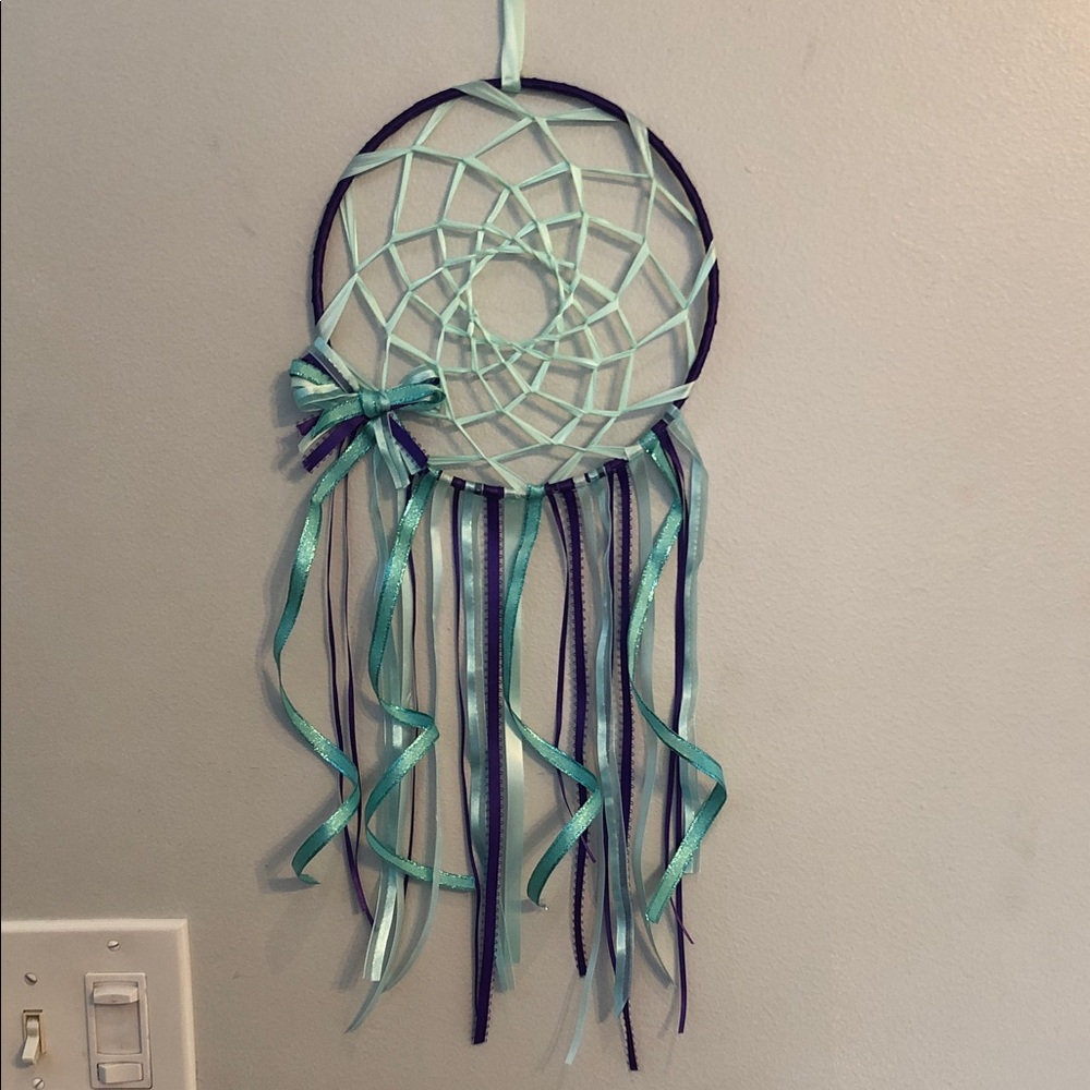 Mint and Purple Dreamcatcher with Ribbons